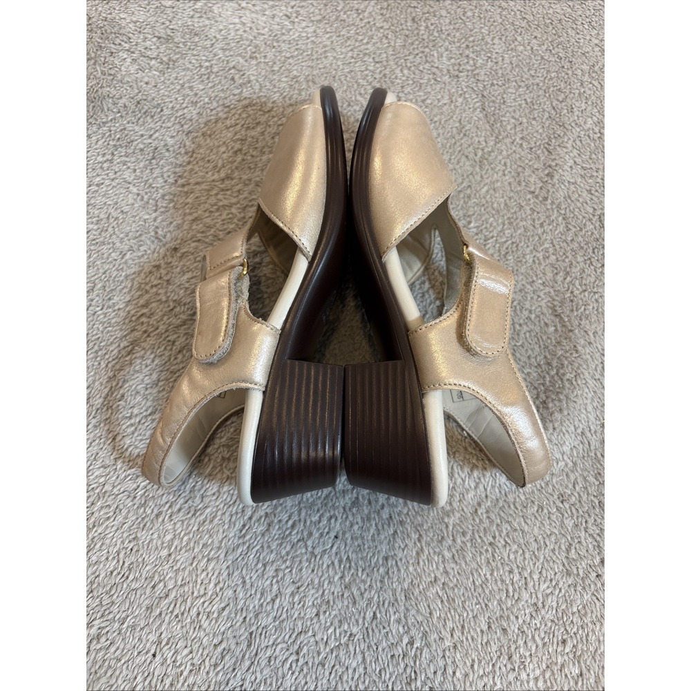SAS Suntimer Heel Strap Sandals 6W Lusso Tripod Comfort Shimmer Tan Slingback - Picture 11 of 16